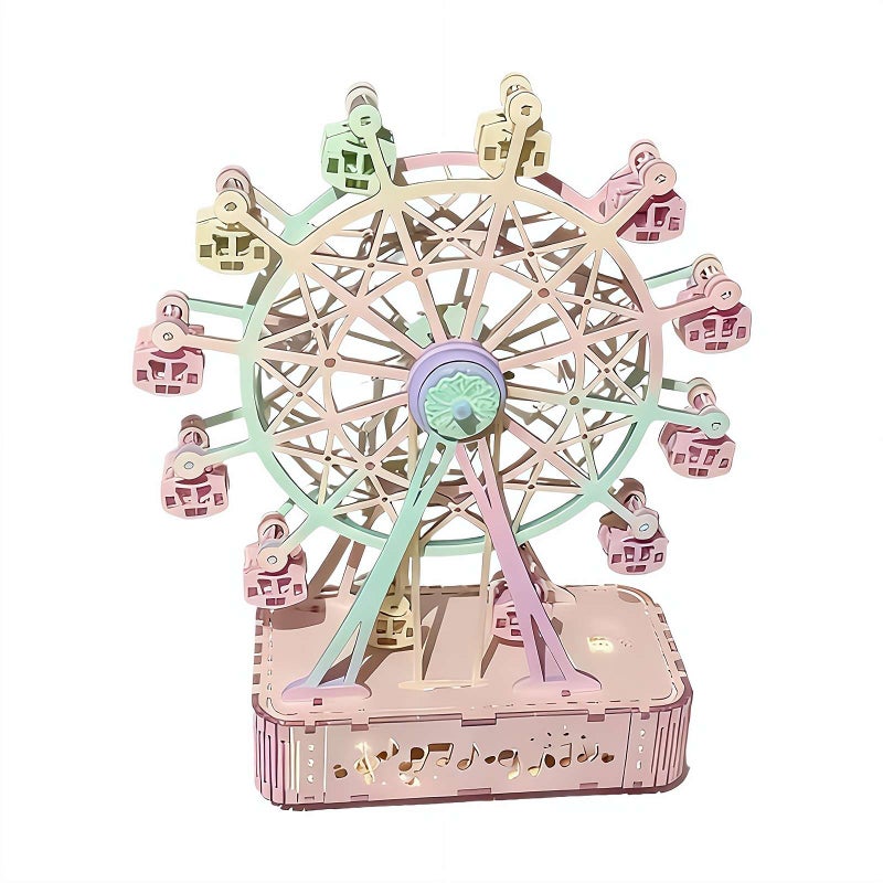 3D Wooden Puzzles for Adults And Teens,3D Wooden Ferris Wheel Music Box Adult DIY Model Kit ,DIY Assembly Musical Ferris Wheel Toy, Brain Teaser Puzzles for Thanksgiving & Christmas - Image 1